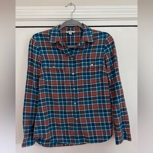 LL Bean Signature Lightweight Flannel Shirt in True Teal, Size 6, 100% Cotton